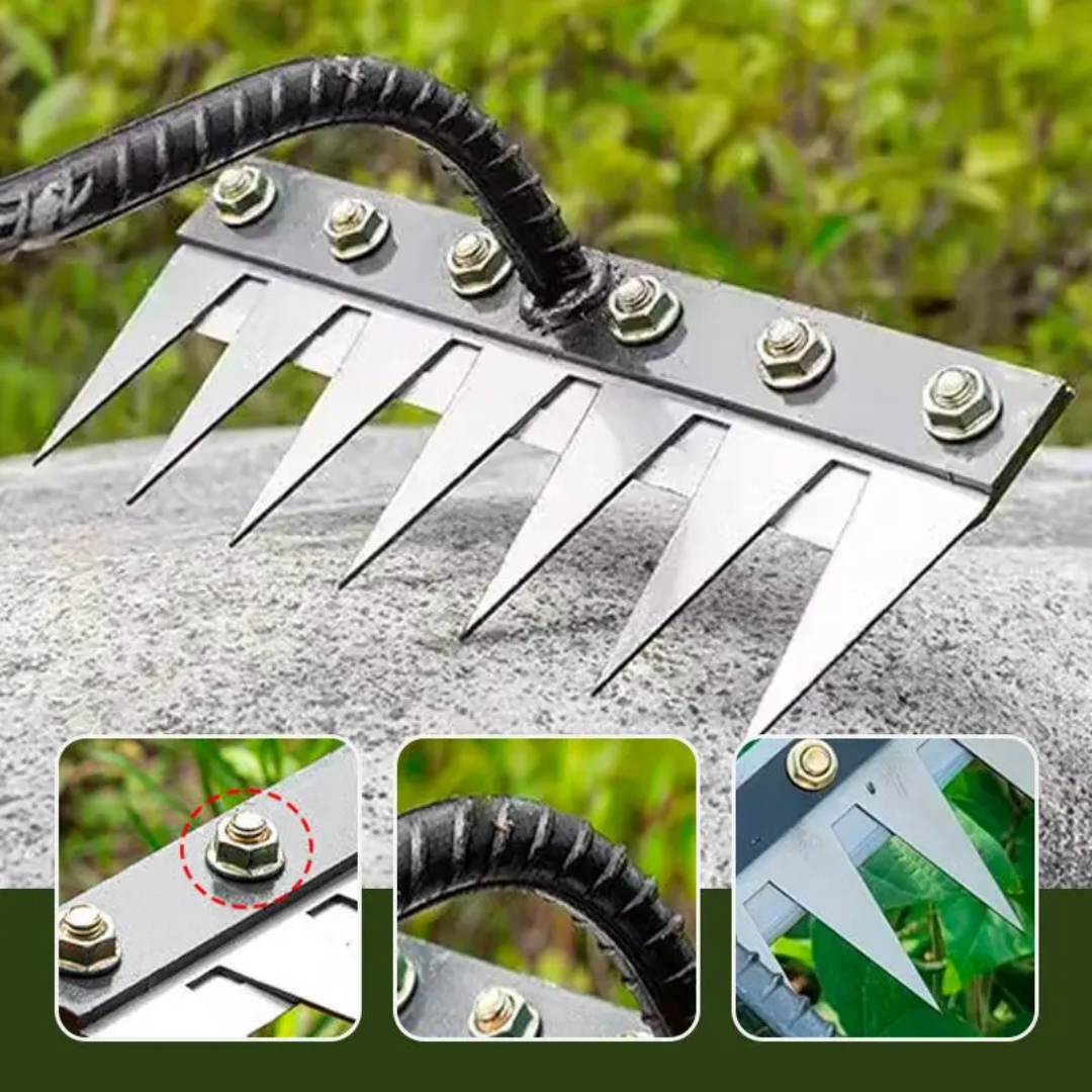 Râteau de désherbage de jardin ThriveGard — Dents en acier, prise ergonomique - Desfino