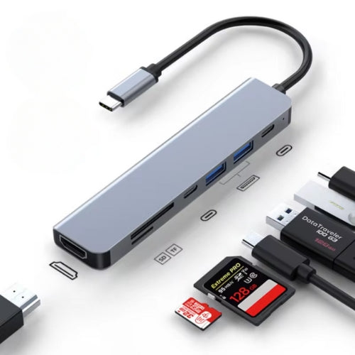 موزّع USB-C من NexLink بتصميم 7-in-1 — محوّل HDMI وبطاقات SD وUSB - Desfino