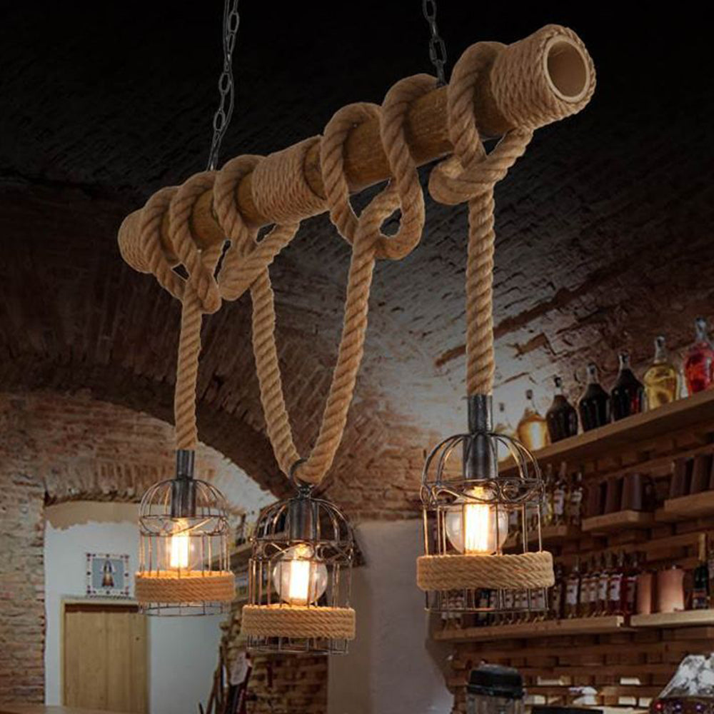 AstraLume Retro Wood and Metal Pendant Lamp — Warm White - Desfino