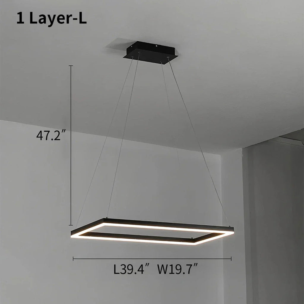 Modern Black Tiered Rectangular Chandelier | Desfino