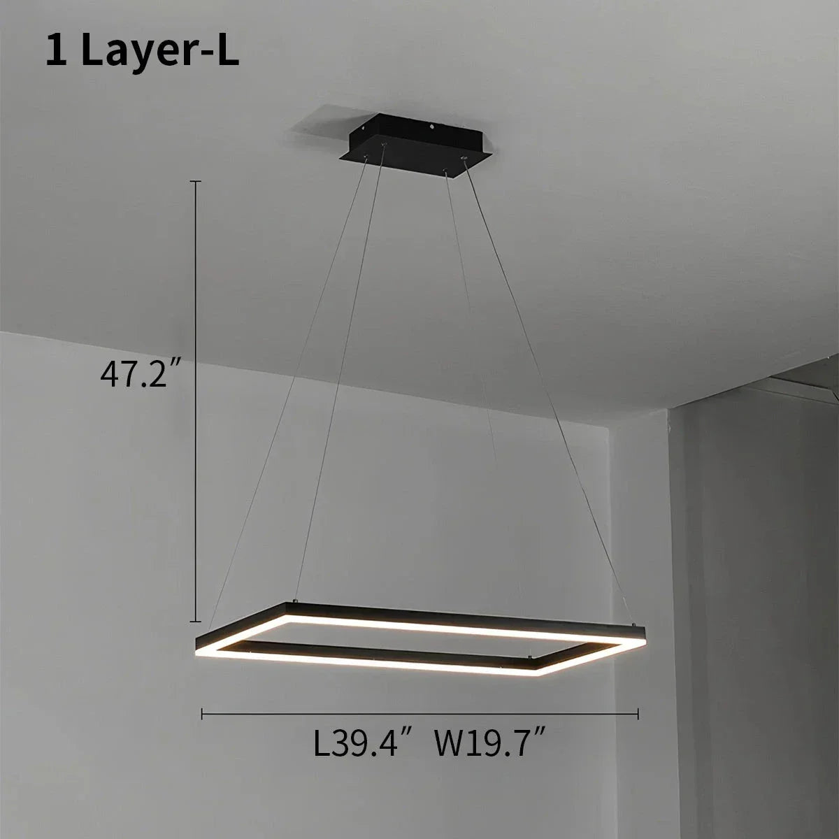 Modern Black Tiered Rectangular Chandelier | Desfino