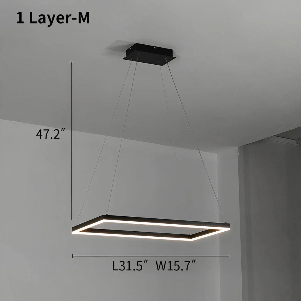 Modern Black Tiered Rectangular Chandelier | Desfino