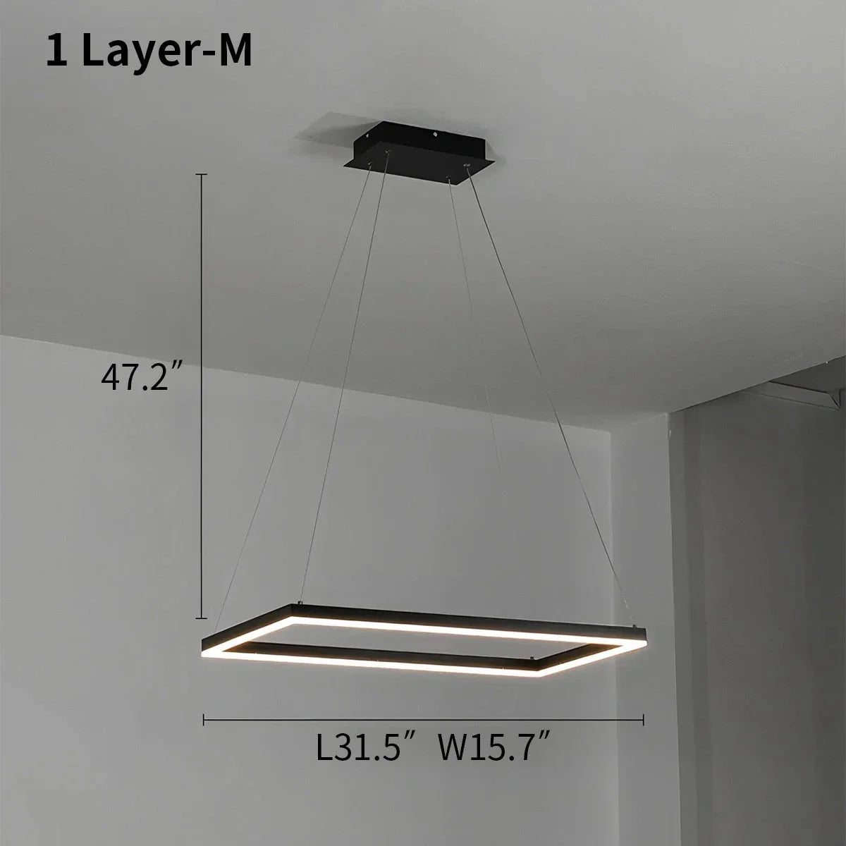 Modern Black Tiered Rectangular Chandelier | Desfino