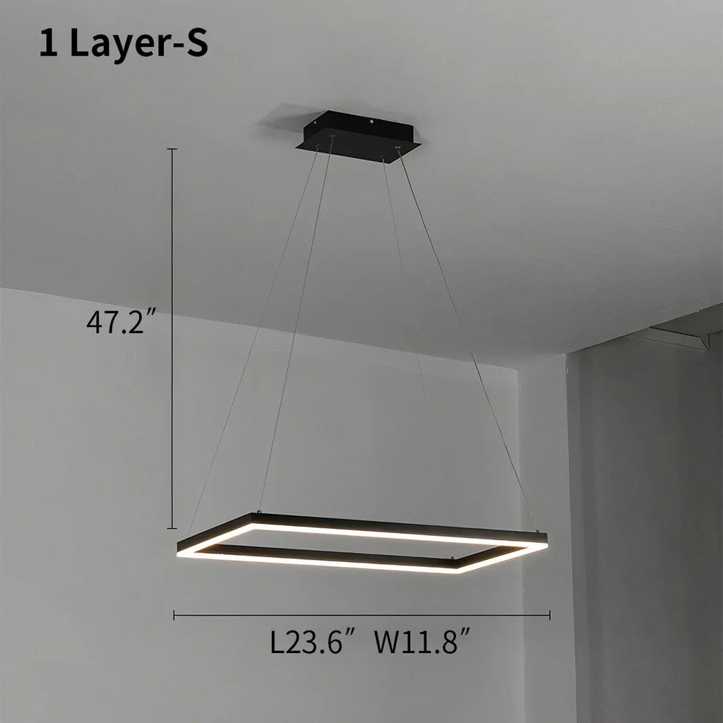 Modern Black Tiered Rectangular Chandelier | Desfino