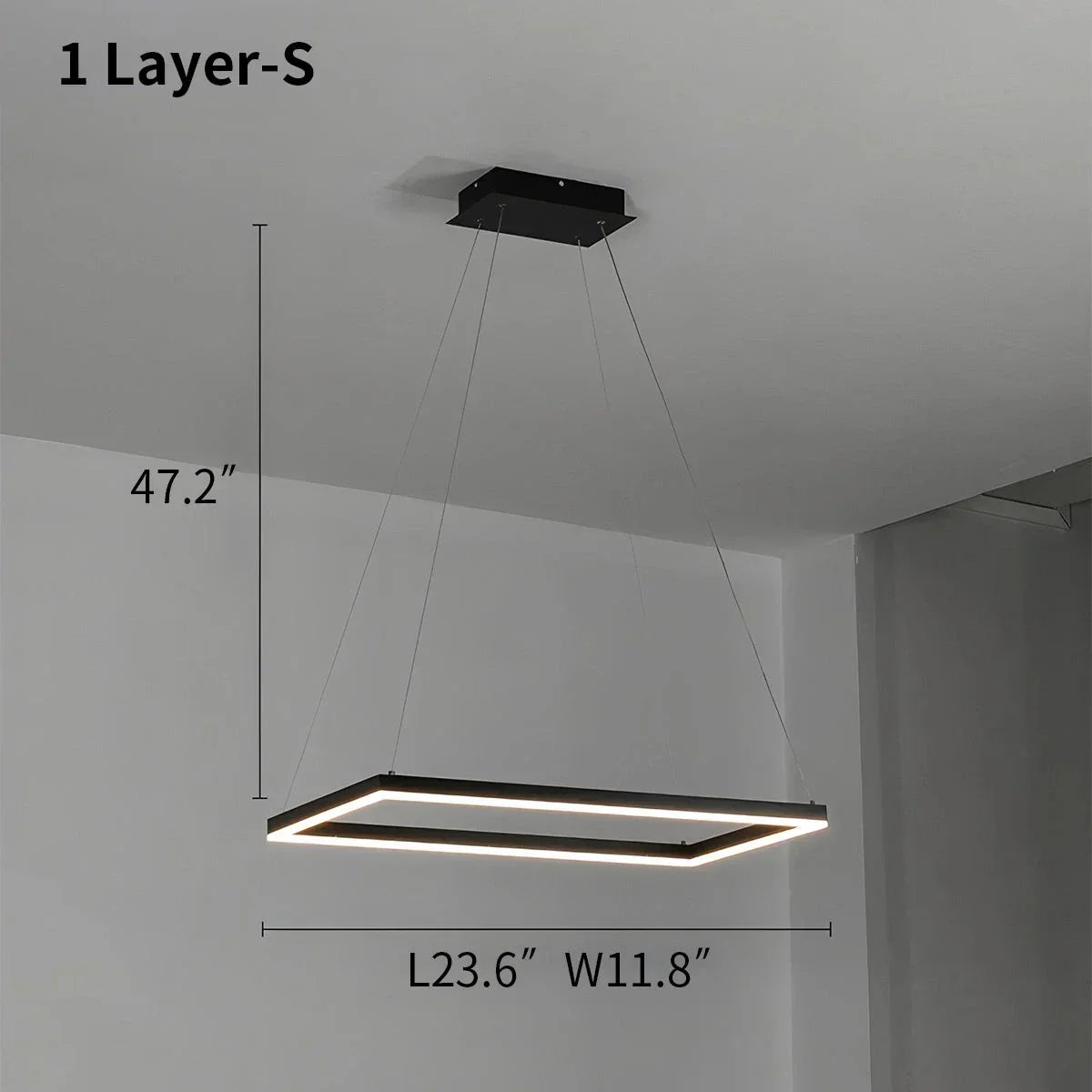 Modern Black Tiered Rectangular Chandelier | Desfino