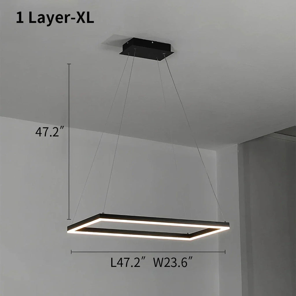 Modern Black Tiered Rectangular Chandelier | Desfino