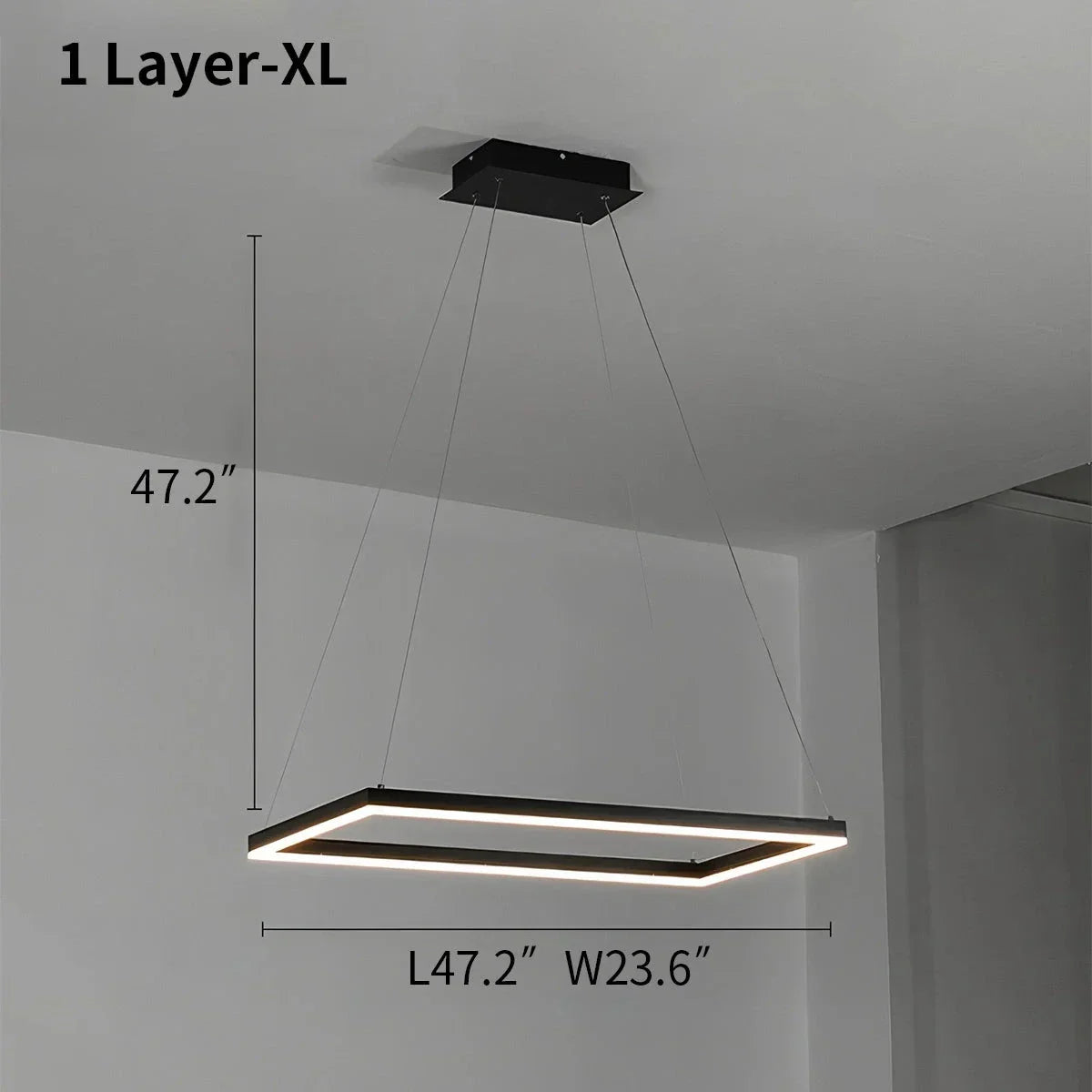 Modern Black Tiered Rectangular Chandelier | Desfino