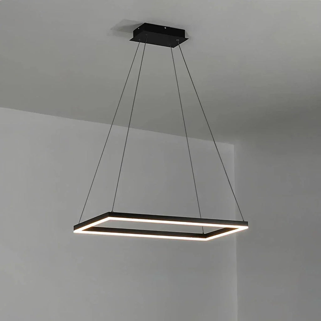 Modern Black Tiered Rectangular Chandelier | Desfino