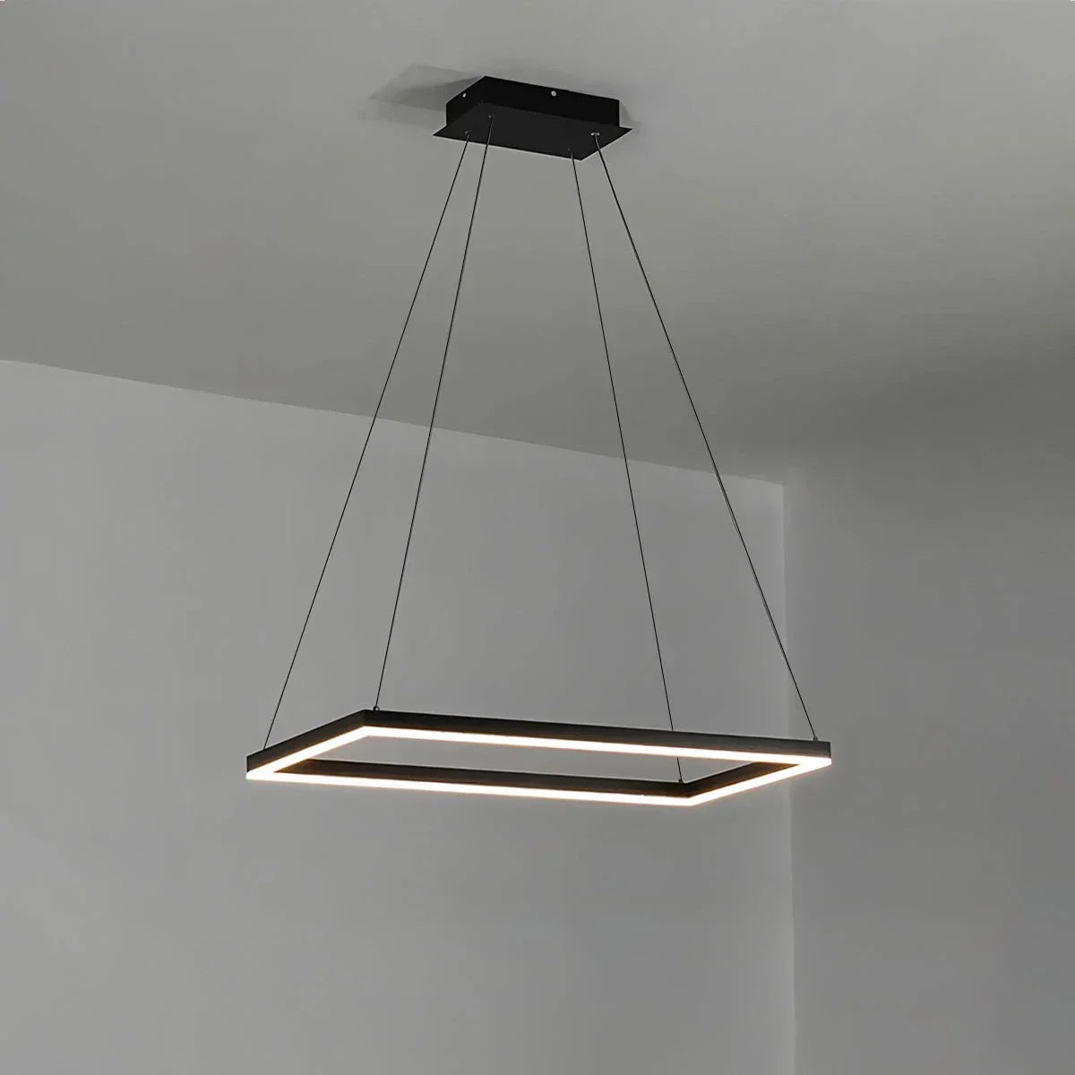 Modern Black Tiered Rectangular Chandelier | Desfino
