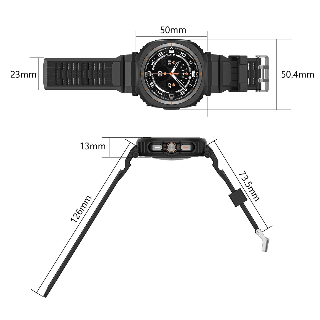 FlexTone Sport TPU -ranneke + napsautettava suojakuori, Samsung Galaxy Watch Ultra 47mm - Desfino