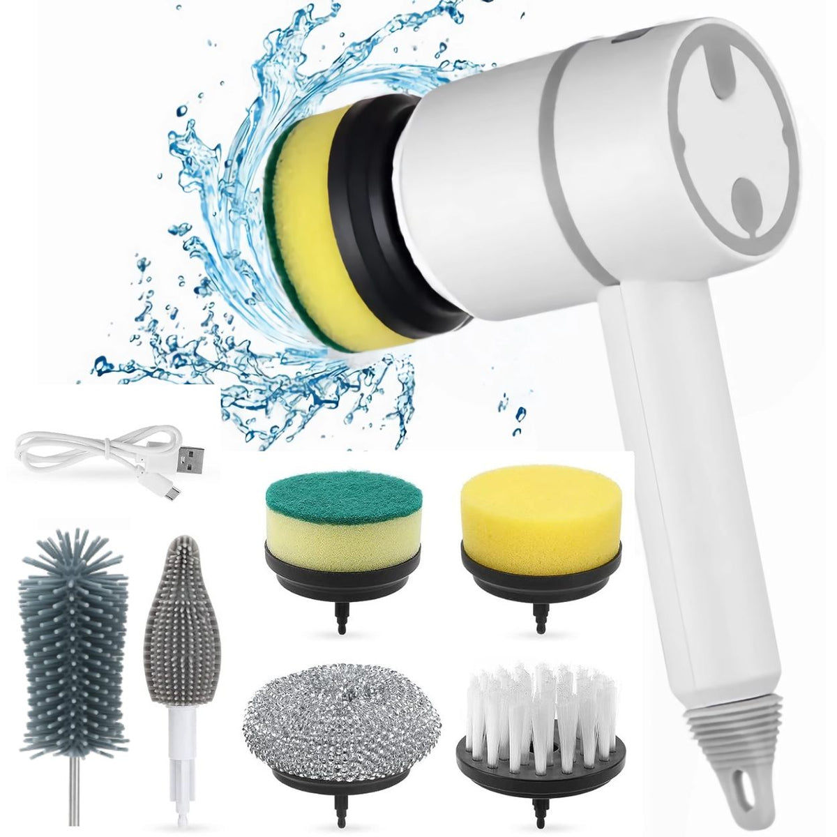 Brosse électrique sans fil - Batterie rechargeable, rotation à 360° - Desfino