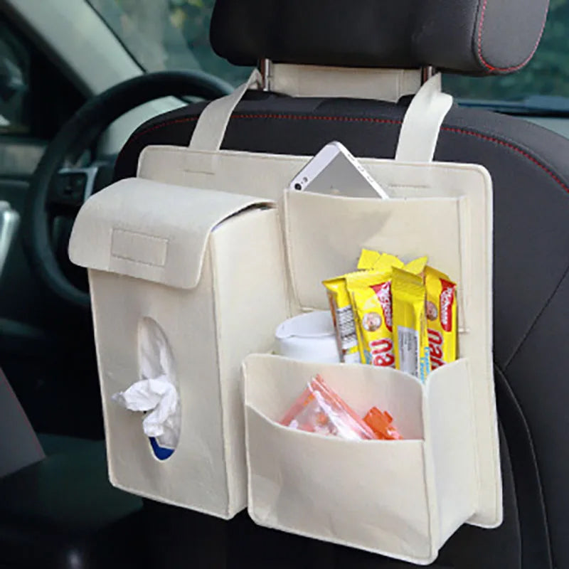 Navaro Felt Car Seat Back Organizer — Universal Fit, 4 Pockets | Desfino