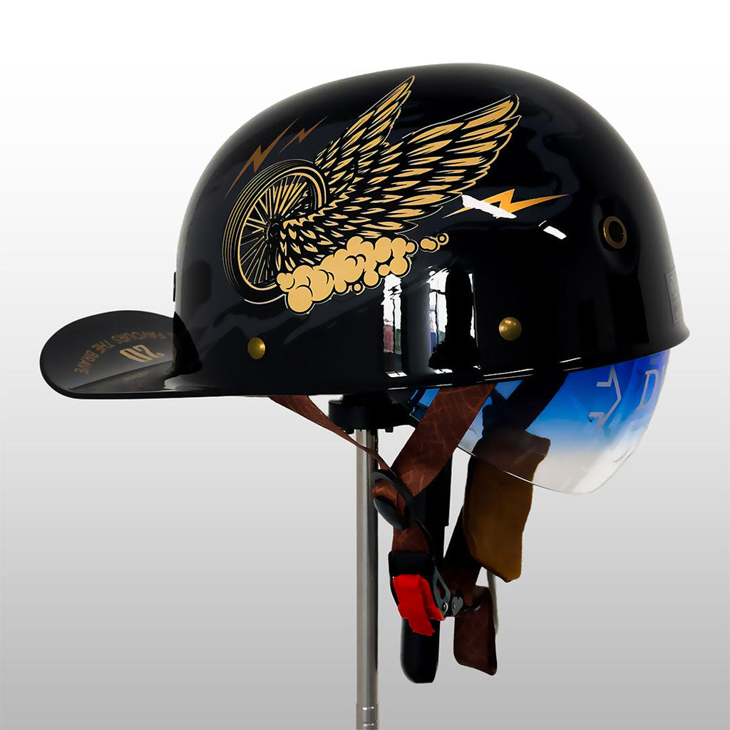 Moto baseballkasket-hjelm — DOT ECE-certificeret halvhjelm med lav profil - Desfino