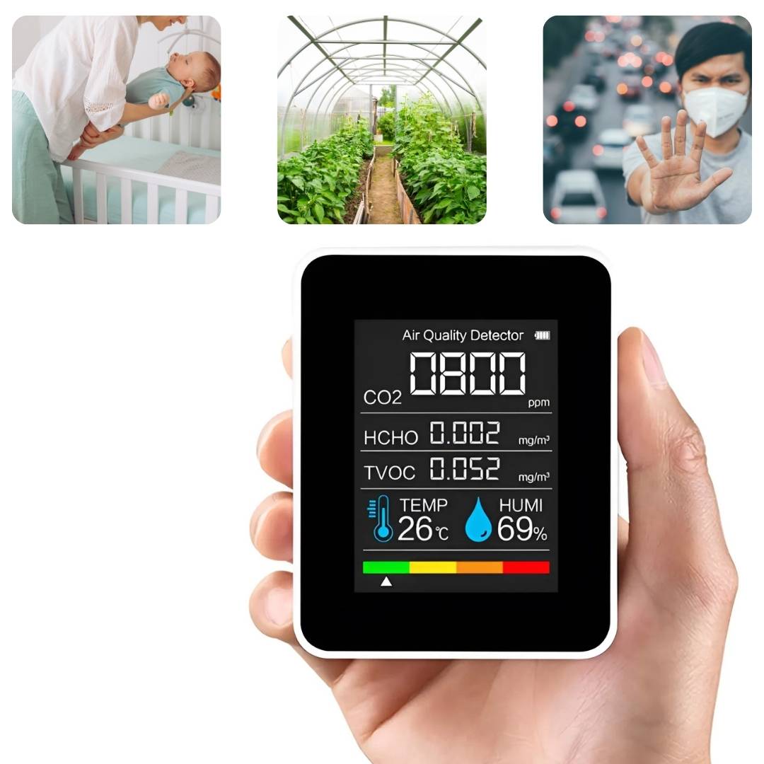 Monitor de CO2 interior 5 en 1 AeraSense — Alertas de calidad del aire en tiempo real - Desfino