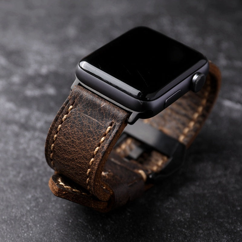 Apple-Watch-Armband — Vollnarben-Rindsleder, Edelstahlschnalle - Desfino