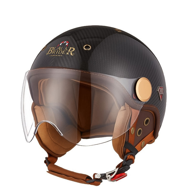 Motorcykelhjälm i kolfiber - lätt, CE/ECE-R22/05-certifierad - Desfino
