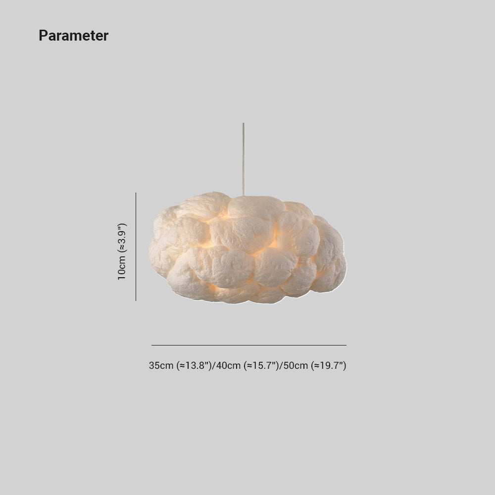 AstraLumen White PVC Cotton Cloud-Shaped LED Pendant Light - Desfino