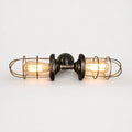 Industrielle Käfig-Wandleuchte, Vintage-Wandlampe aus Metall, sichtbares Leuchtmittel, wahlweise mit einem oder zwei Köpfen