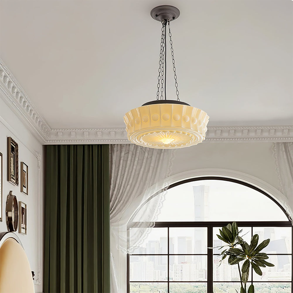M48 Iron and Glass Cylinder Chandelier