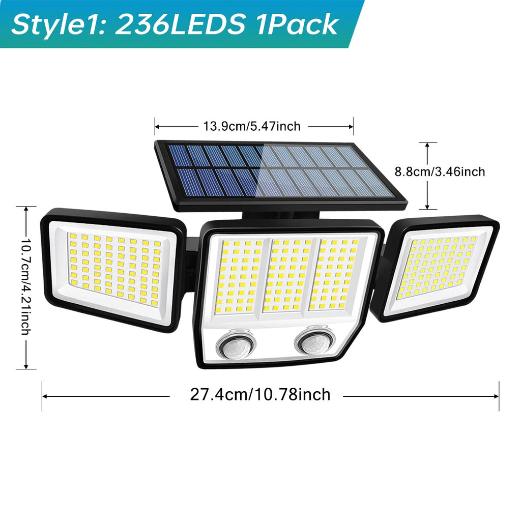 Luz solar de movimiento SolaraBeam de tres cabezales — Cobertura de 270 grados - Desfino