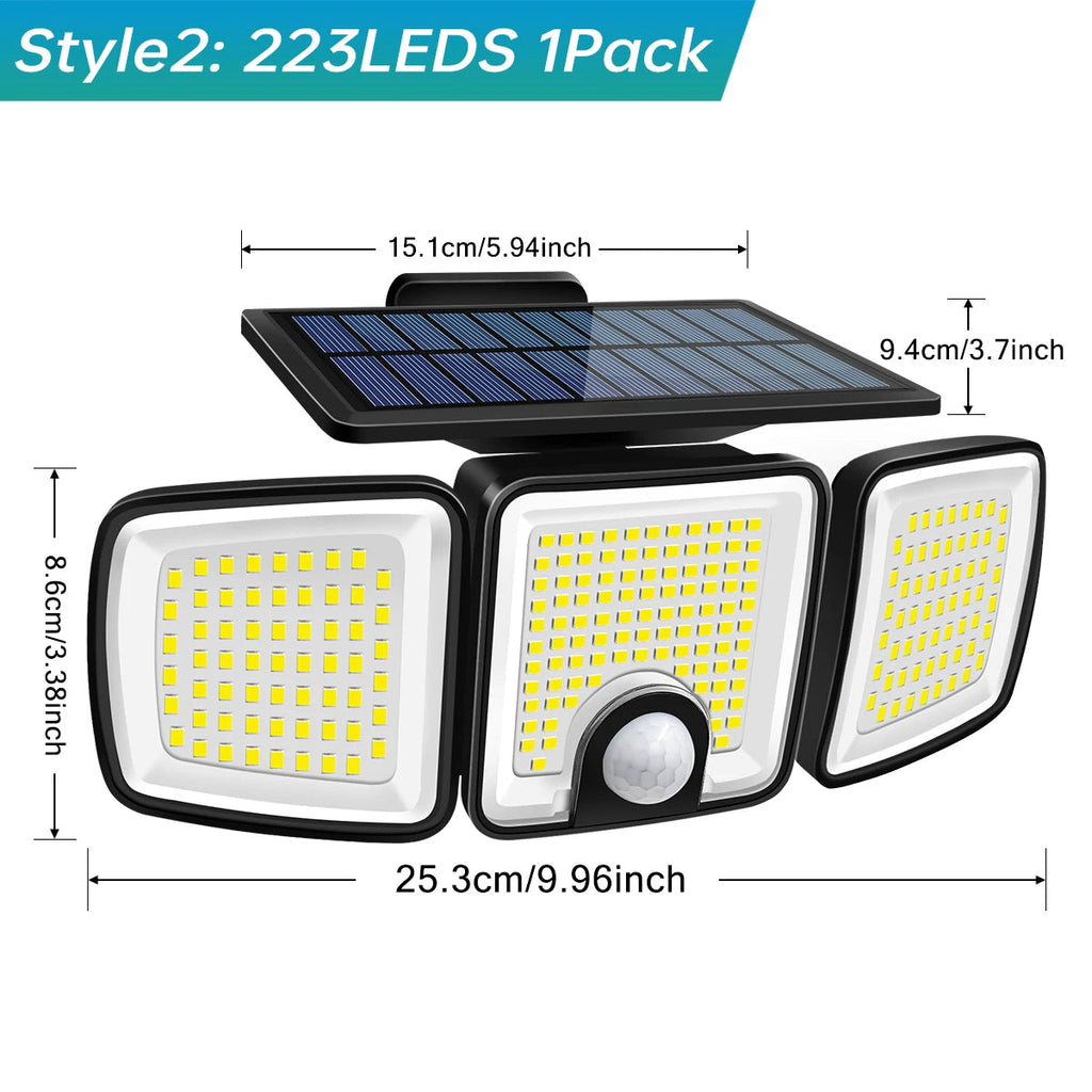 Luz solar de movimiento SolaraBeam de tres cabezales — Cobertura de 270 grados - Desfino