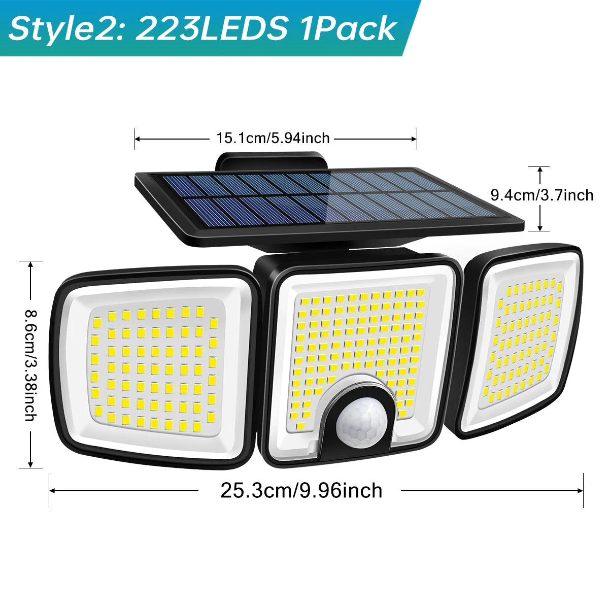 Luz solar de movimiento SolaraBeam de tres cabezales — Cobertura de 270 grados - Desfino