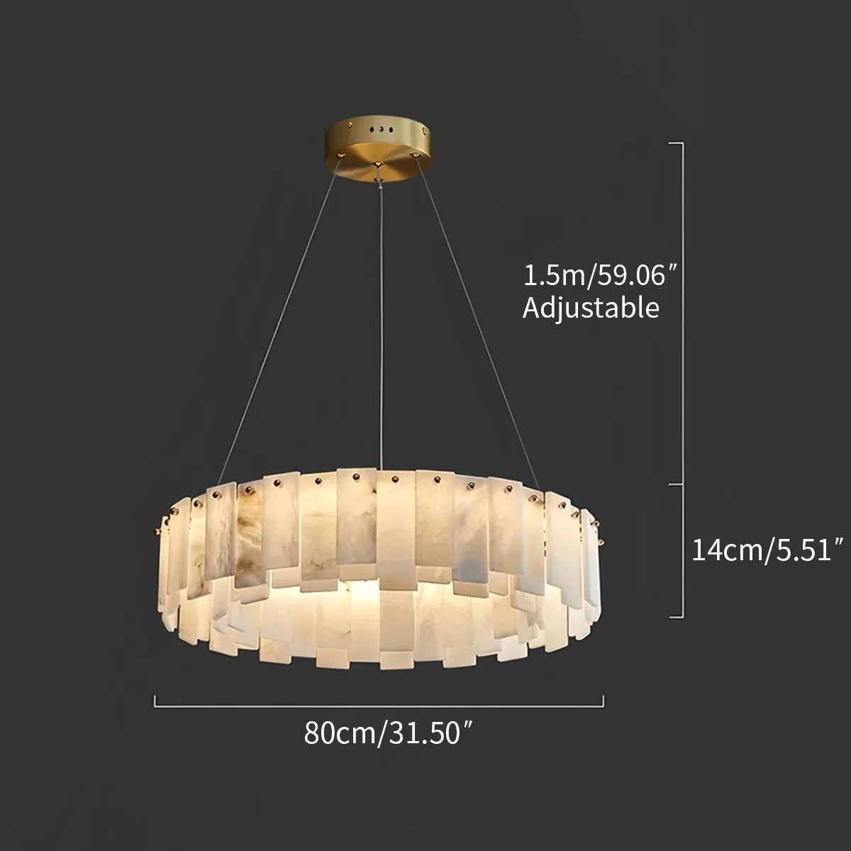 Modern Ring Spanish Alabaster Chandelier for Living Room | Desfino