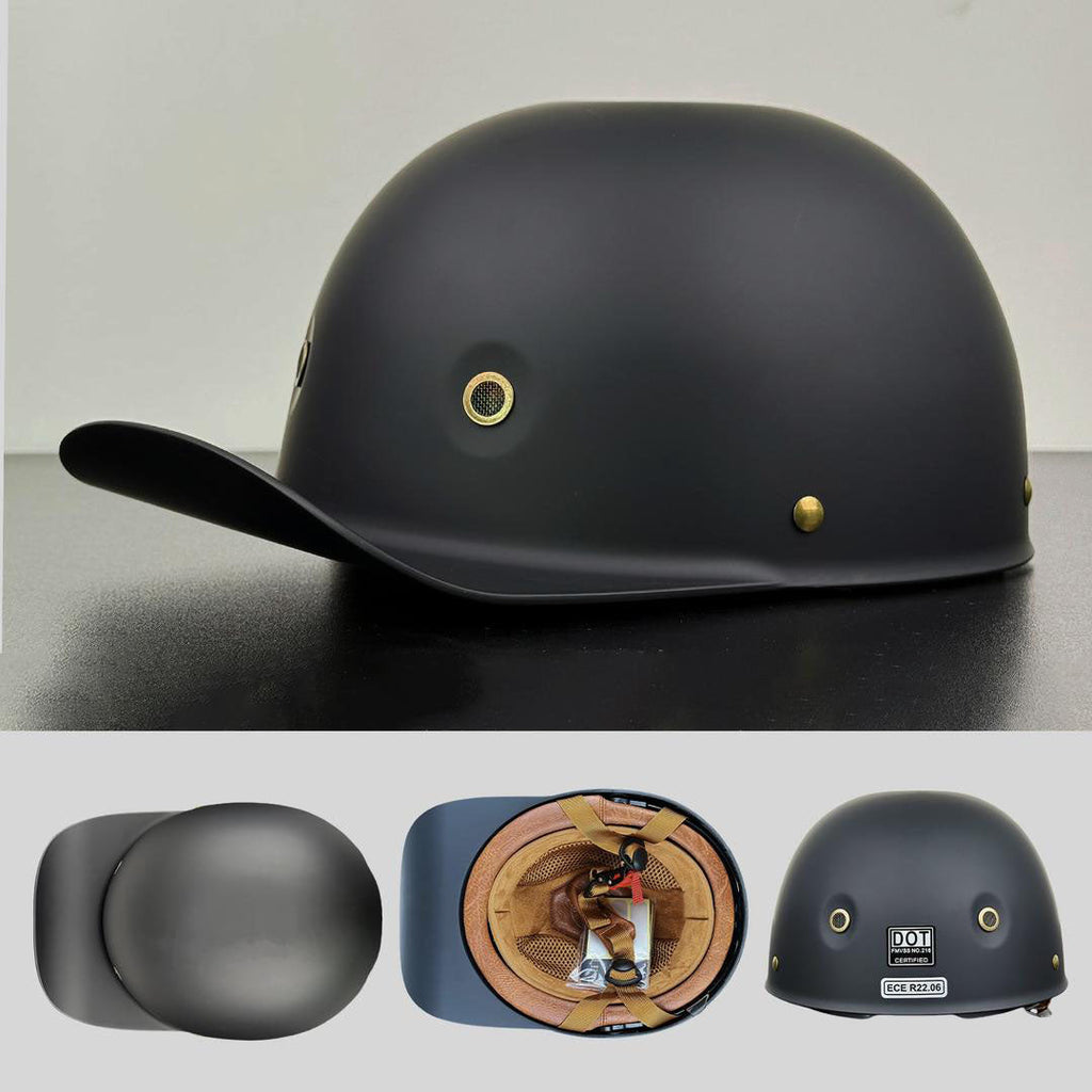 Moto baseballkasket-hjelm — DOT ECE-certificeret halvhjelm med lav profil - Desfino