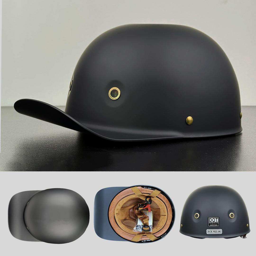 Moto baseballkasket-hjelm — DOT ECE-certificeret halvhjelm med lav profil - Desfino