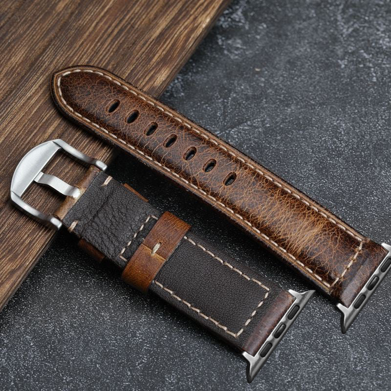 Vintage-inspirierter handgefertigter gewachster Lederarmband für die Apple Watch - Desfino