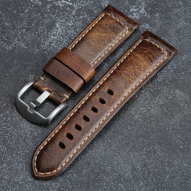 Vintage-inspirierter handgefertigter gewachster Lederarmband für die Apple Watch - Desfino