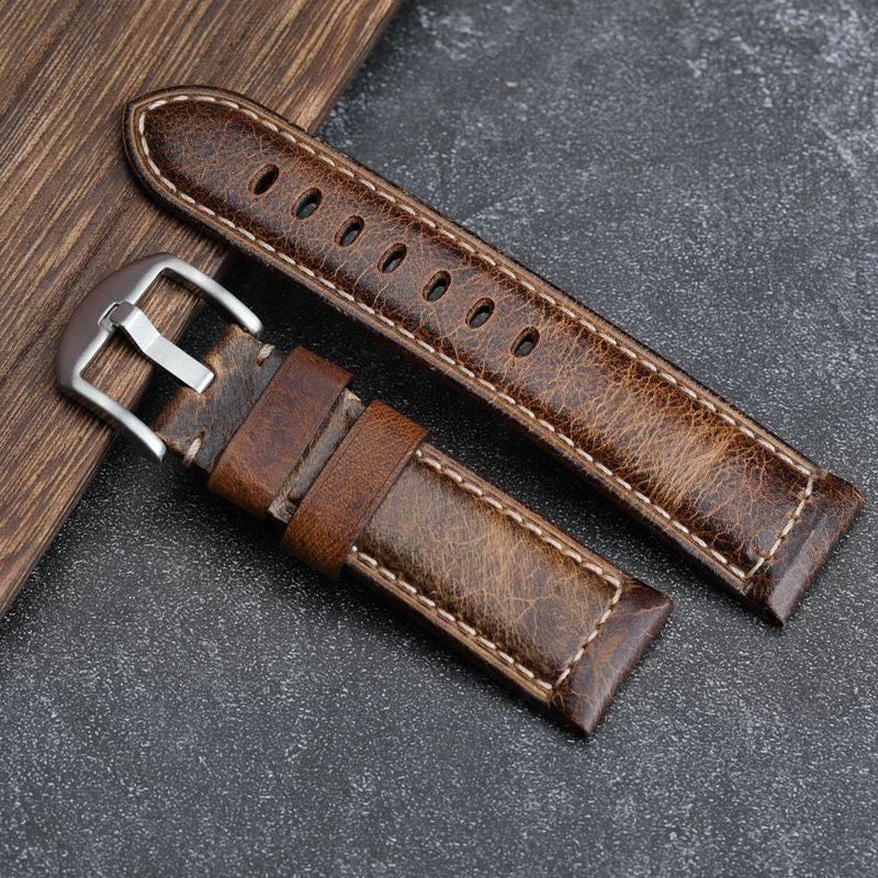 Vintage-inspirierter handgefertigter gewachster Lederarmband für die Apple Watch - Desfino