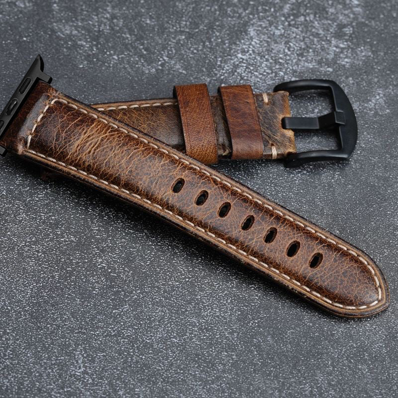 Vintage-inspirierter handgefertigter gewachster Lederarmband für die Apple Watch - Desfino