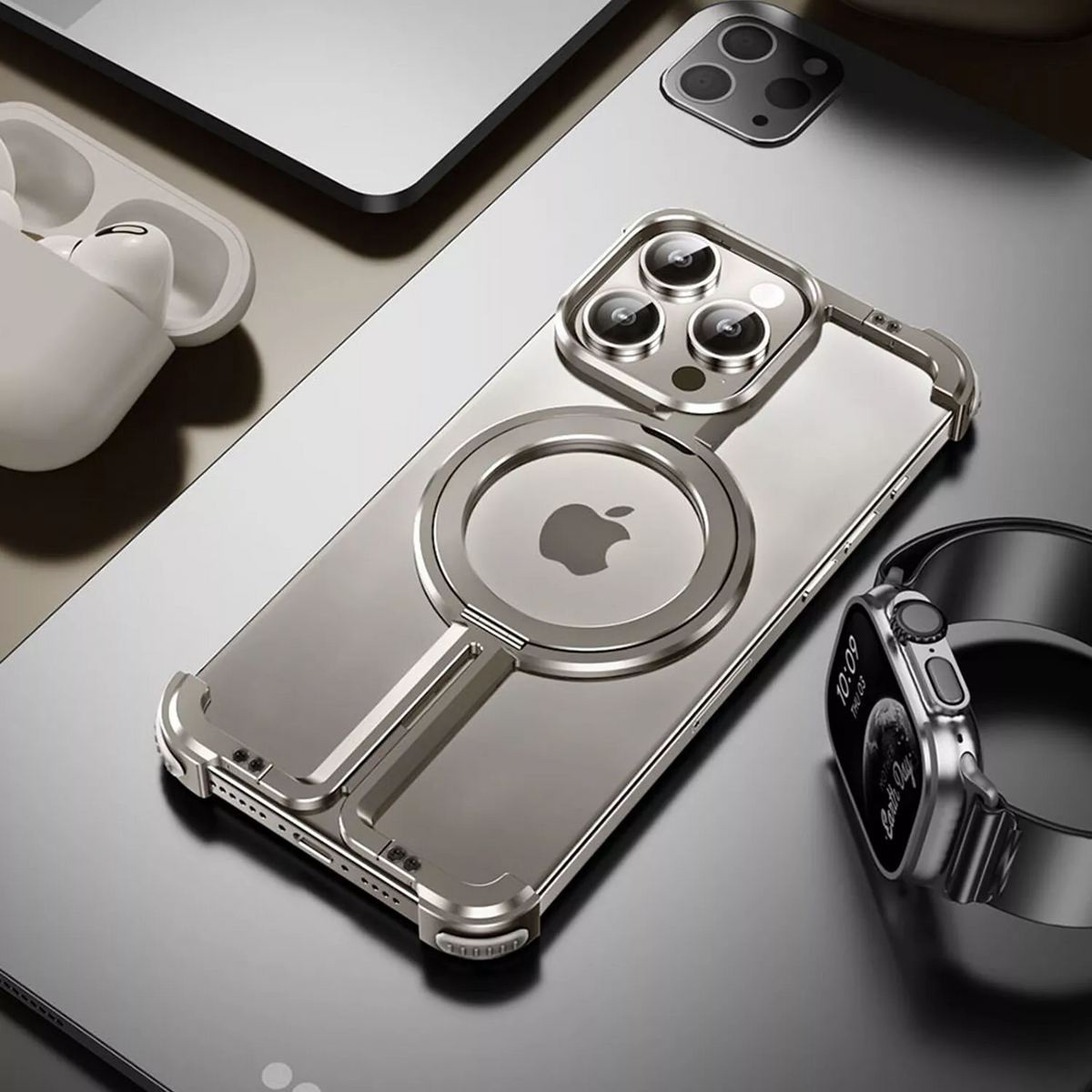 Aurex ultradünne, randlose iPhone-Hülle aus Titan — MagSafe - Desfino