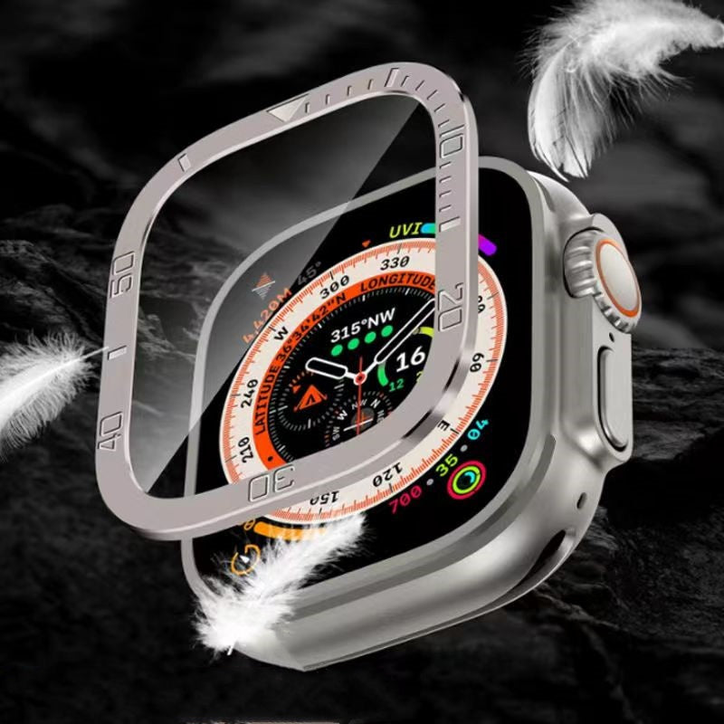 Vellon beschermer van gehard glas — metalen frame voor Apple Watch Ultra & Ultra 2 - Desfino