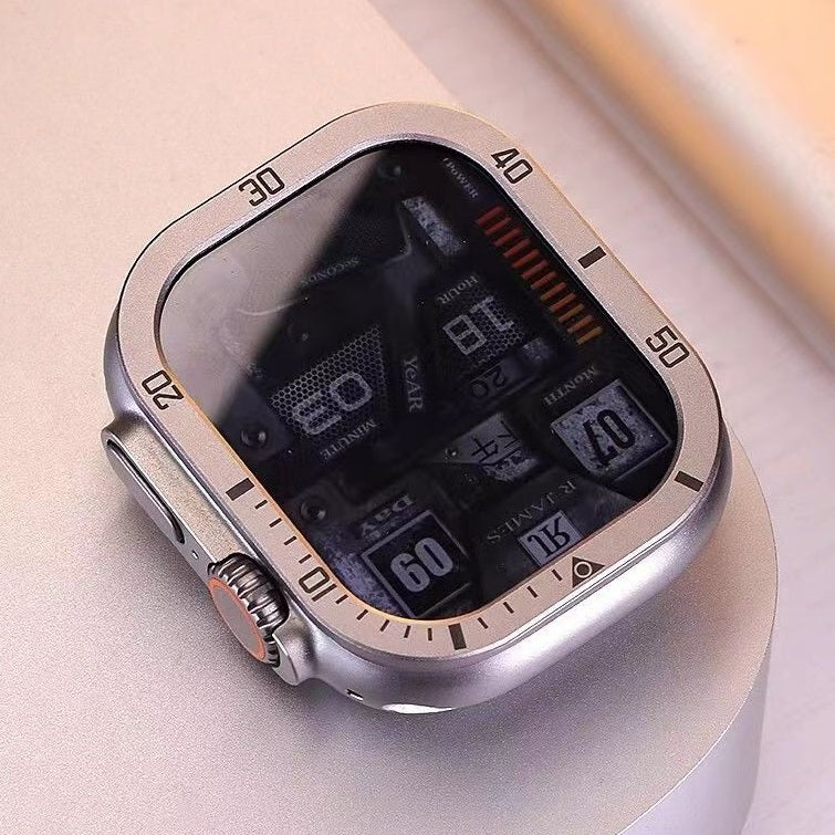 Vellon beschermer van gehard glas — metalen frame voor Apple Watch Ultra & Ultra 2 - Desfino