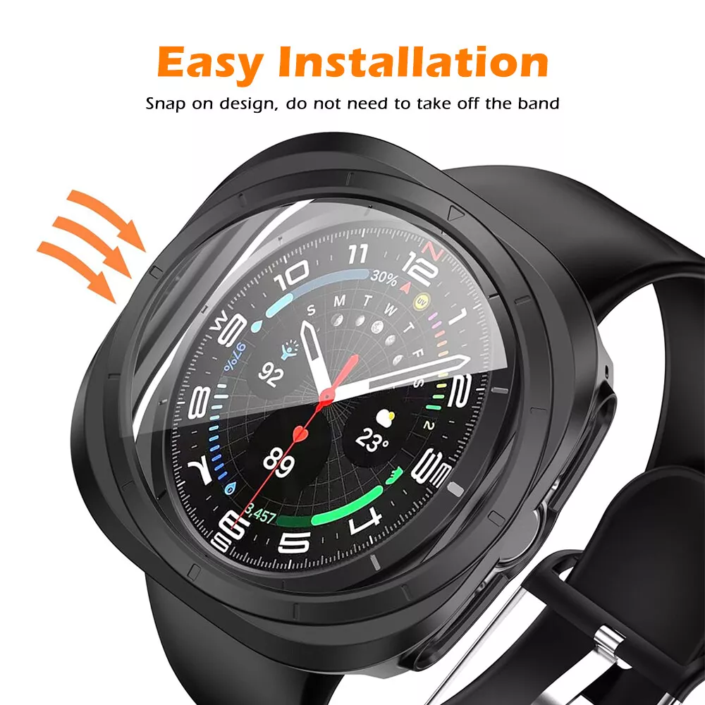 Orvalo-deksel med full beskyttelse for Samsung Galaxy Watch 47 mm — herdet glass - Desfino