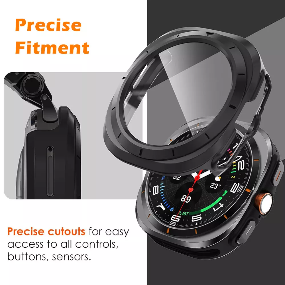 Orvalo-deksel med full beskyttelse for Samsung Galaxy Watch 47 mm — herdet glass - Desfino