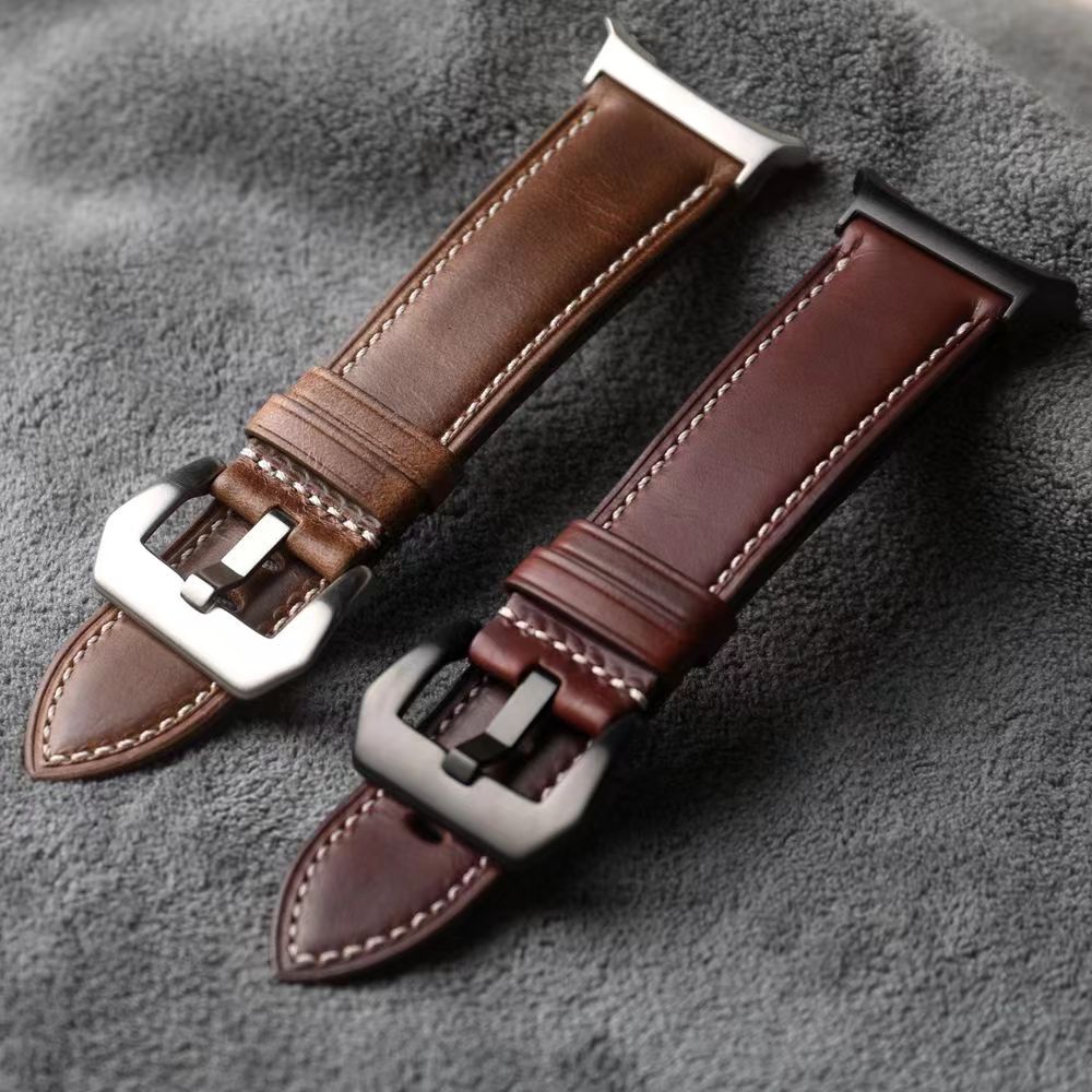 Bracelete Evara em pele Napa para Samsung Watch Ultra, fecho em aço inoxidável - Desfino