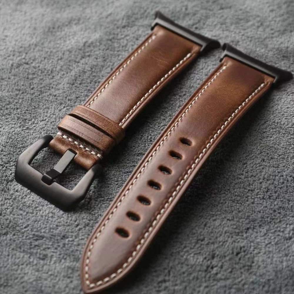 Bracelete Evara em pele Napa para Samsung Watch Ultra, fecho em aço inoxidável - Desfino