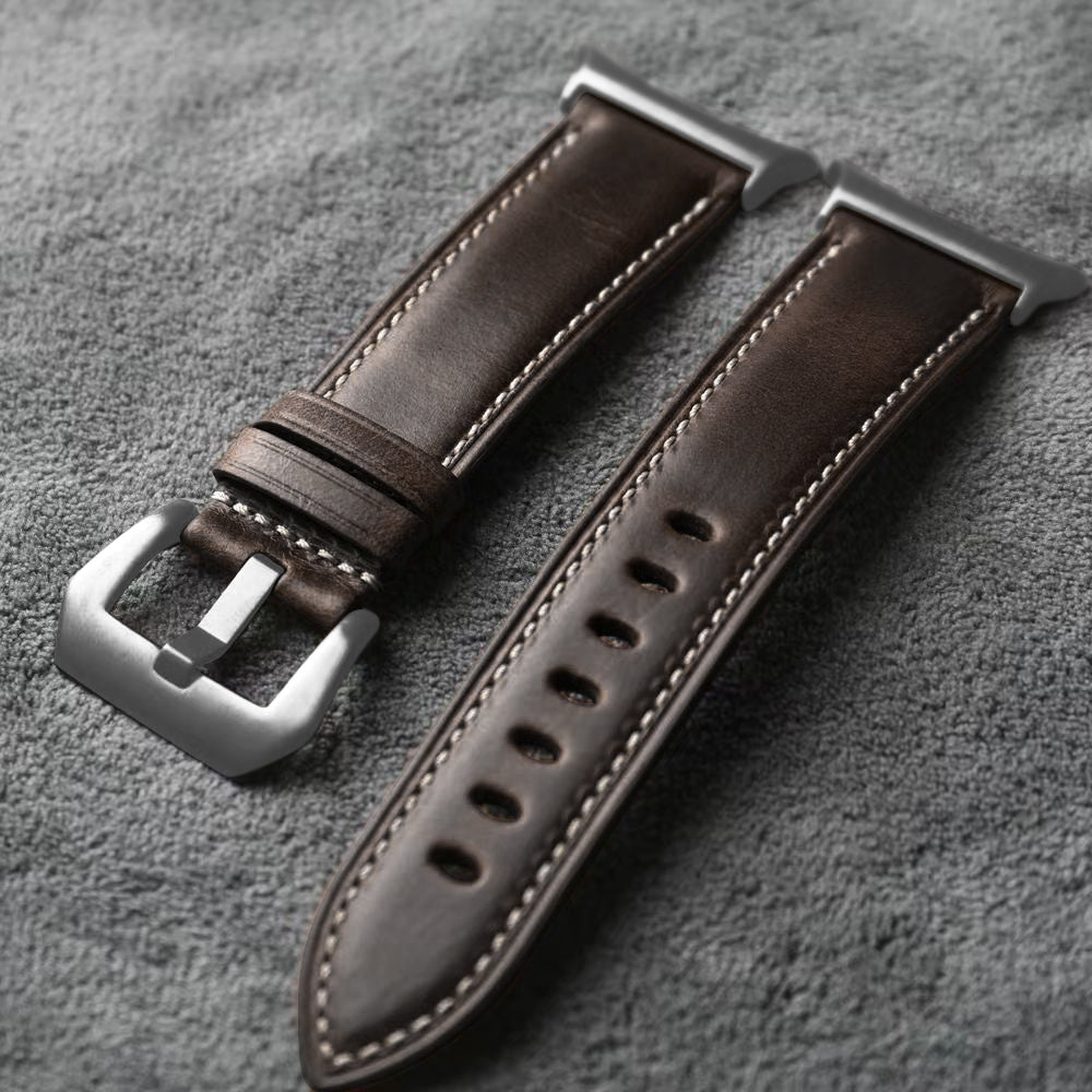 Bracelete Evara em pele Napa para Samsung Watch Ultra, fecho em aço inoxidável - Desfino