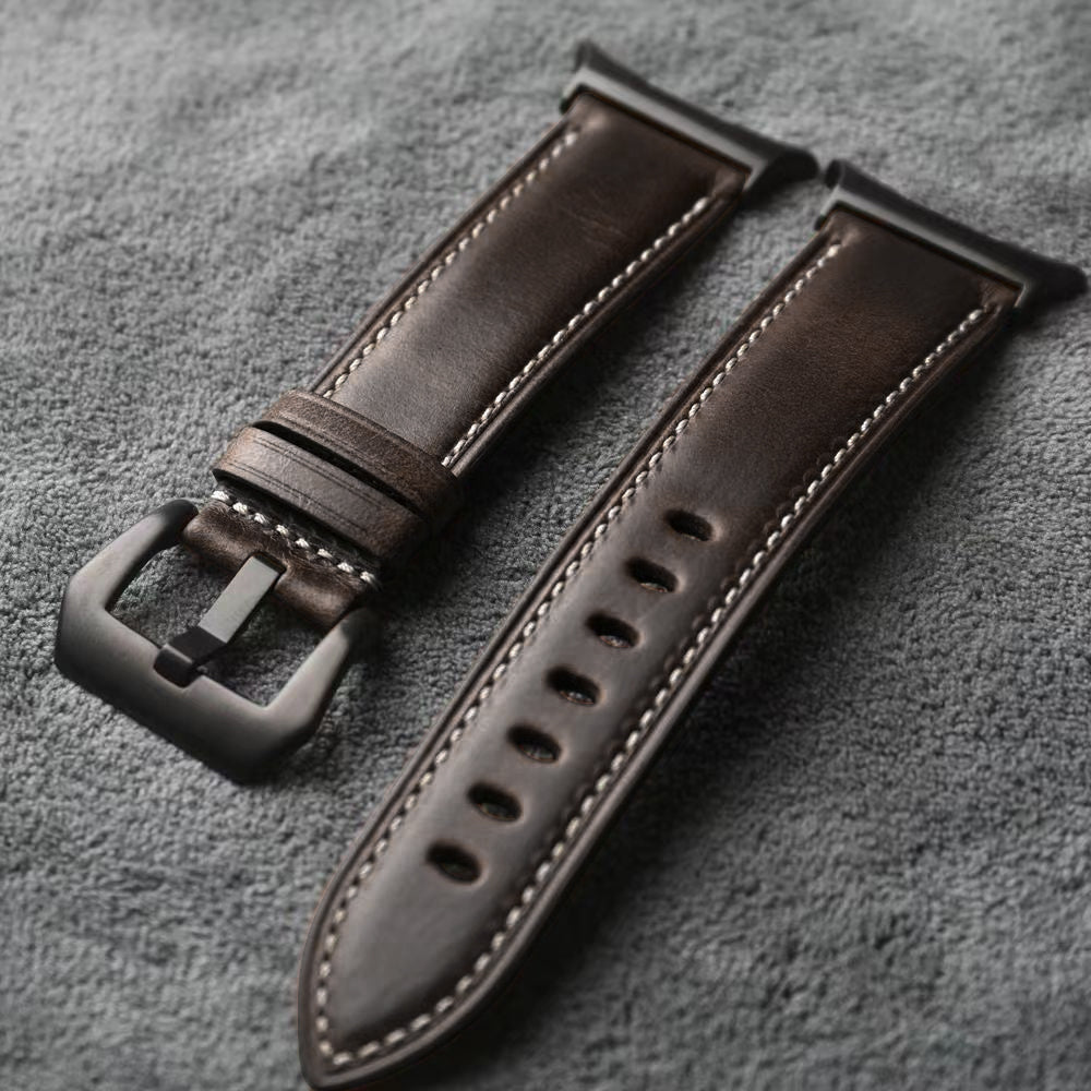 Bracelete Evara em pele Napa para Samsung Watch Ultra, fecho em aço inoxidável - Desfino