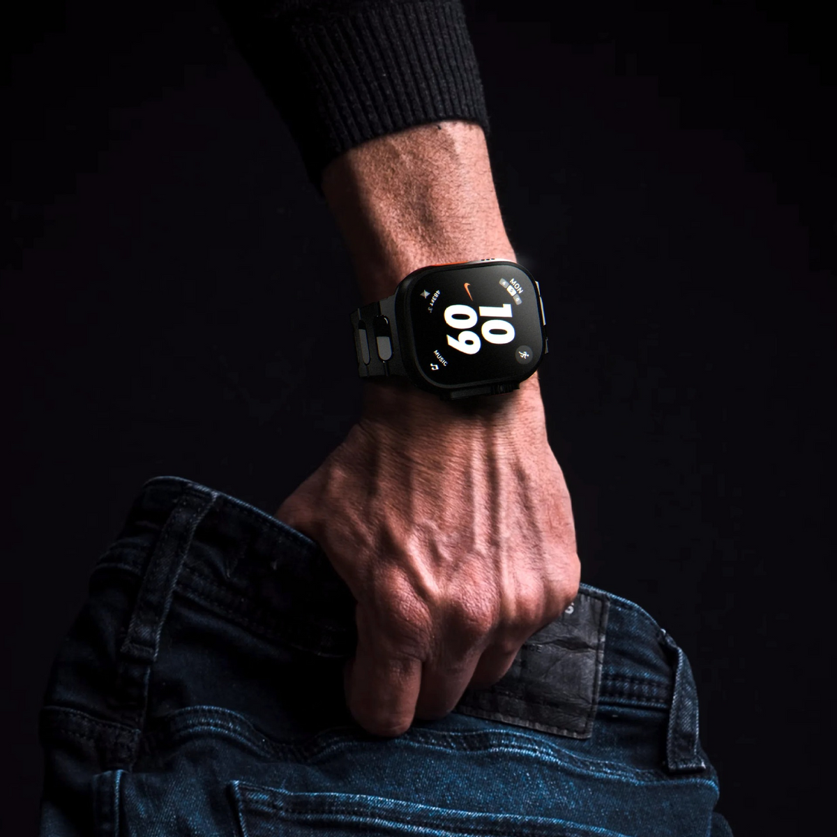 Aureon titanium armband — Apple Watch Ultra 1/2, vlindersluiting 49mm - Desfino