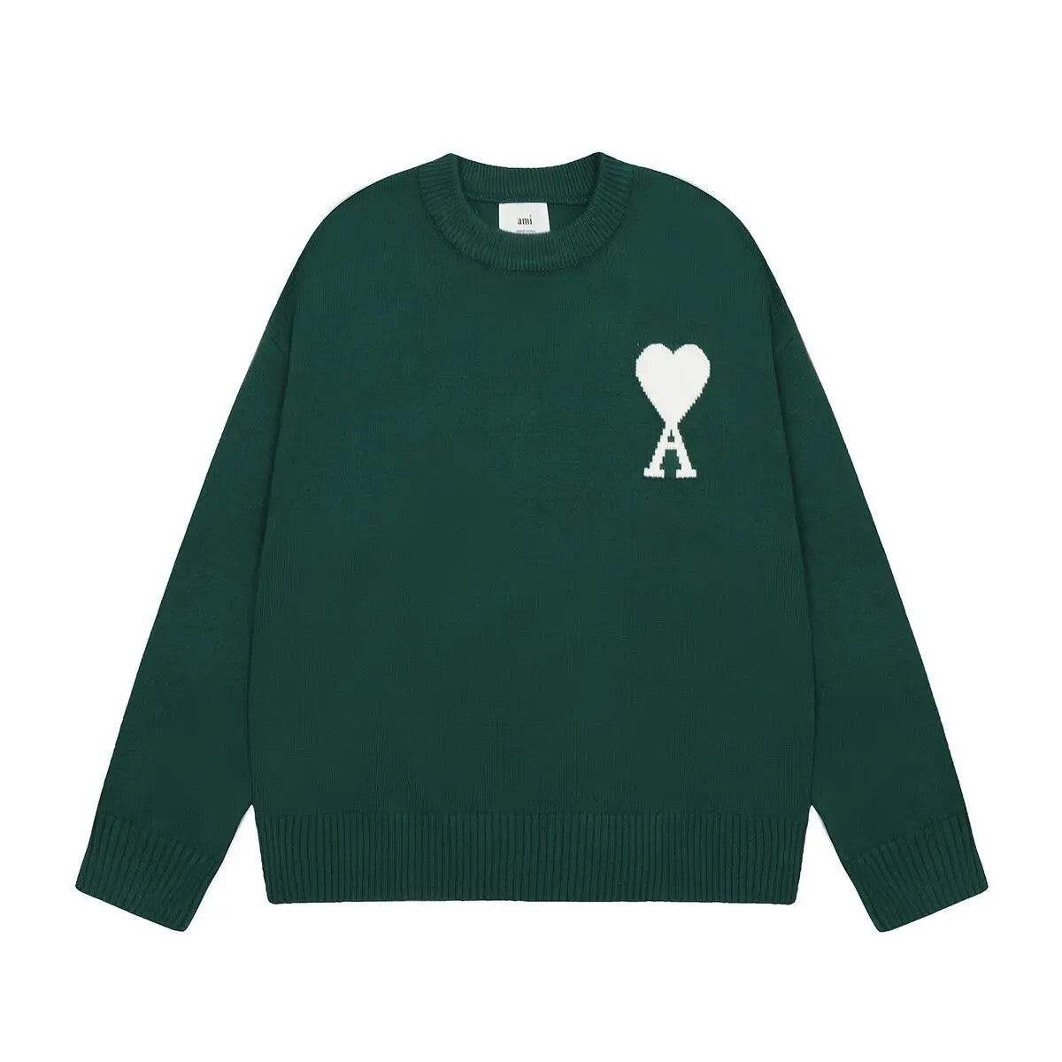 Amitalie Unisex 100% Wool Sweater — Heart-Shaped A Logo - Desfino