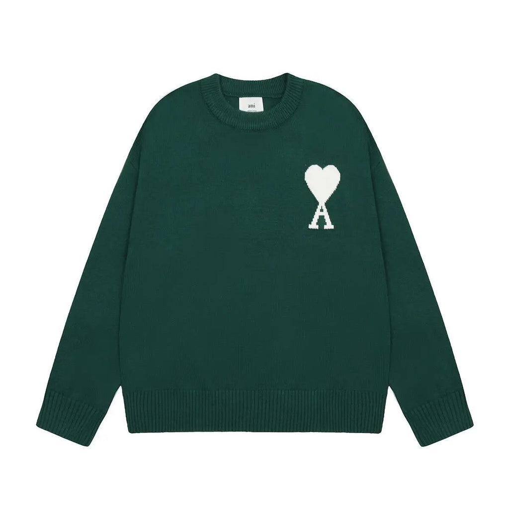 Unisex Μάλλινο Πουλόβερ Amitalie 100% — Λογότυπο A σε Σχήμα Καρδιάς - Desfino