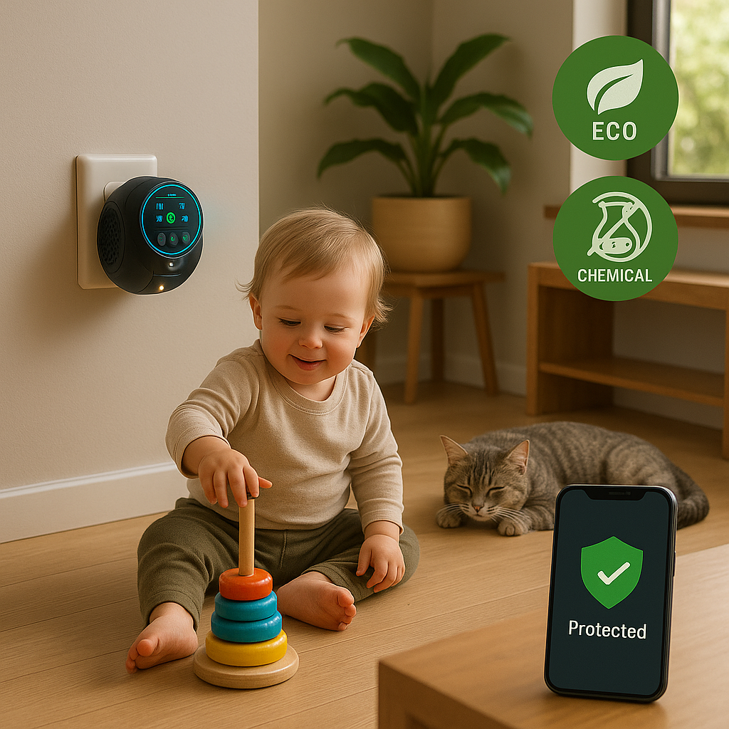 Breevo Dissuasore ultrasonico per api e vespe — Dispositivo silenzioso a 360° senza sostanze chimiche