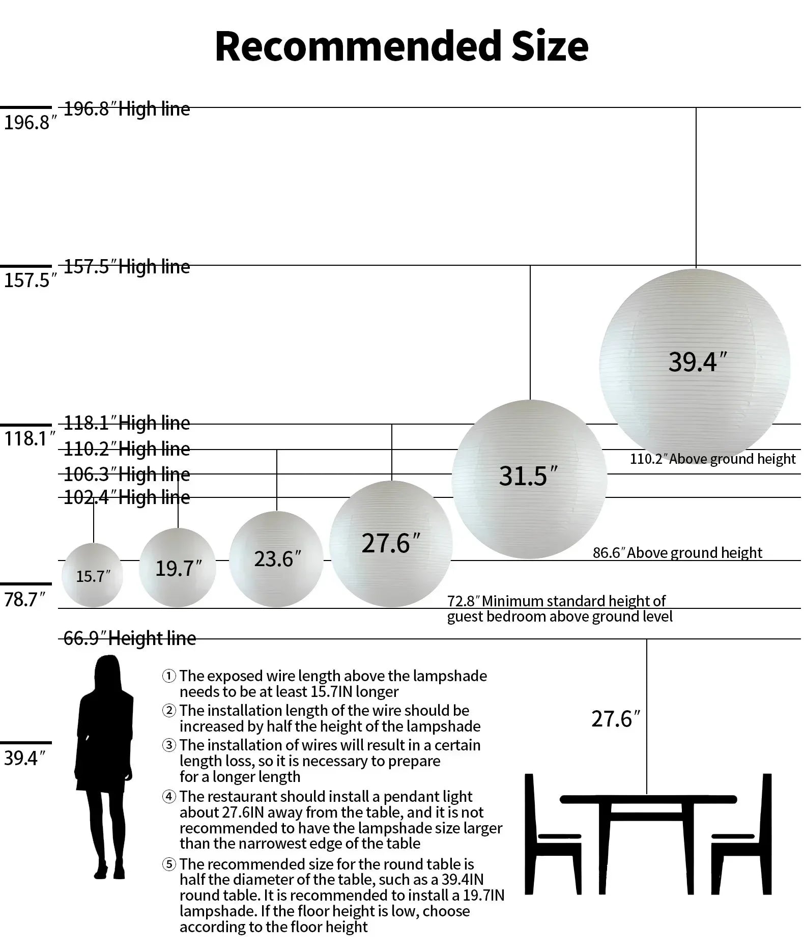 Japanese Style Spherical Paper Pendant Light for Living Room | Desfino