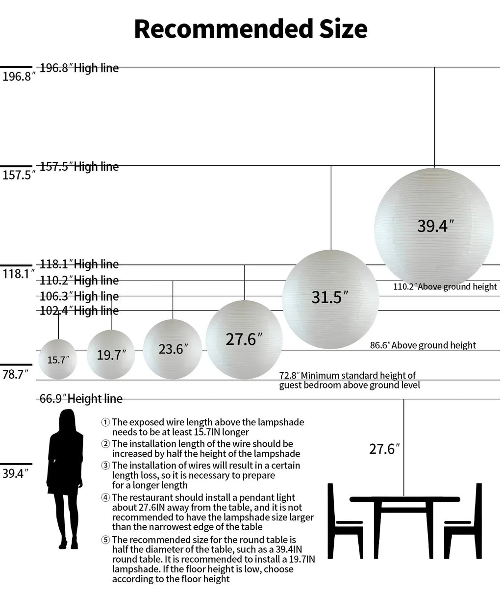 Washi Paper A Series Pendant Light for Dining Room | Desfino