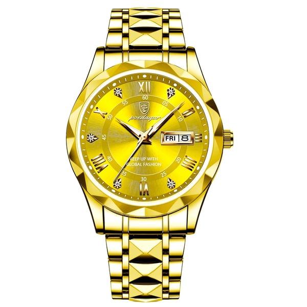Maristel vanntett kvartsur for menn—40 mm svart, grønne visere, dag-dato - Desfino