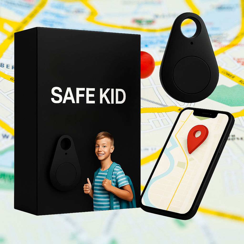 Localizzatore GPS impermeabile KidiSafe — posizione in tempo reale, zone di sicurezza, 17 g - Desfino